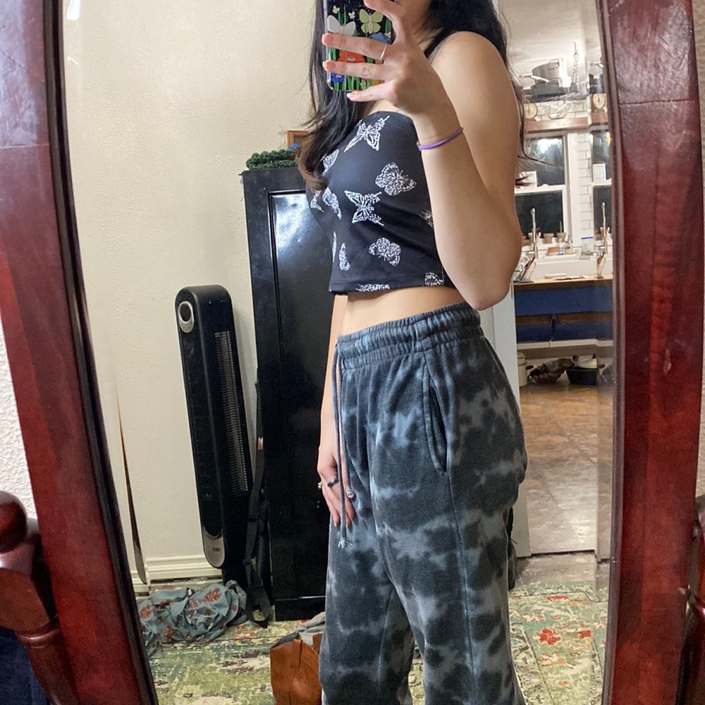 ROMWE strapless butterfly crop top size small